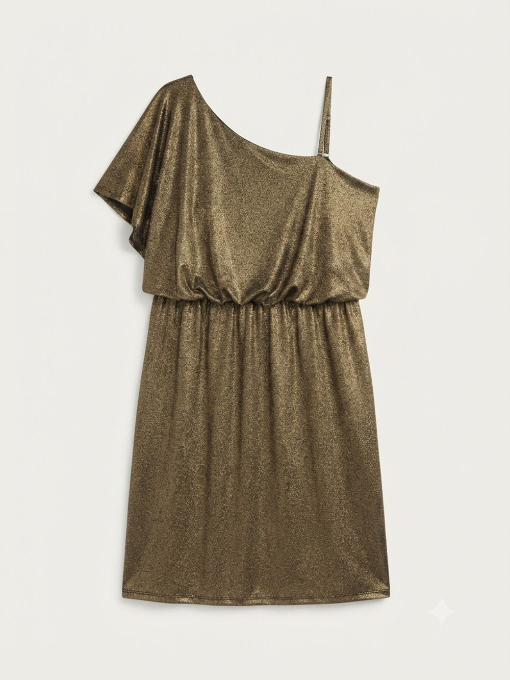 Emma & Michele Gold Metallic One Shoulder Dress 3X Plus Size Sparkly Cocktail P